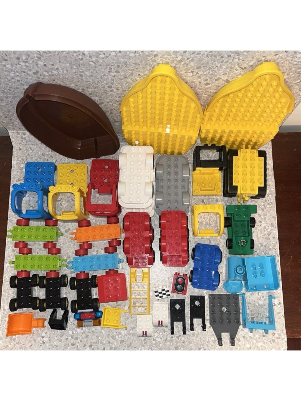 Lego Duplo Lot of Vehicle Parts Chassis Bodies Cabs Train Bucket Boat Car Truck